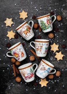 Seltmann Weiden Becher Becher mit Henkel 0,40 l - Weihnachtsmänner, Porzellan, Porzellan, spülmaschinenfest, mikrowellengeeignet, Made in Germany