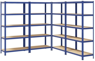 vidaXL Lagerregale mit 5 Böden 4 Stk. Blau Stahl & Holzwerkstoff 3307607