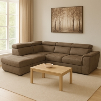 HTI-Living mit Ottomane links Braun Couch Sandy