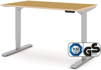 ASSMANN Elektrisch höhenverstellbarer Schreibtisch Y-Line Colour Edition Indian Summer Weißaluminium 120x70 cm Metall Holz Melaminoberfläche