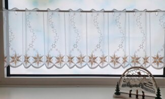 Stickereien Plauen Scheibengardine Sternenglanz (1 St), Stangendurchzug, halbtransparent, Voile