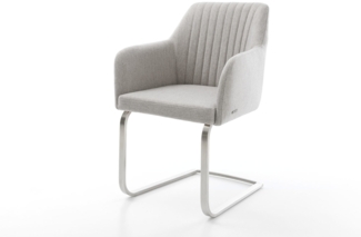 Freischwinger Greg-Flex Stripes Hellgrau Freischwinger flach Edelstahl Taschenfederkern