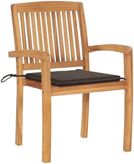 Gartenstühle, Terrassenstühle 2 Stk. mit Taupe Kissen Massivholz Teak