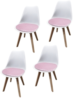 HTI-Living Atlanta Rosa mit Ornament Esszimmerstuhl 4er Set Weiß mit Kunstled...