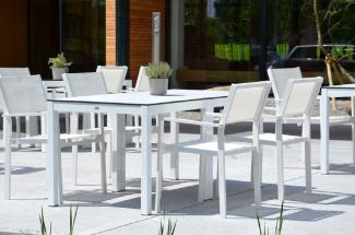 Outdoor Tisch Quadrat Hpl-Schichtstoff weiß / natur eloxiert 80x50