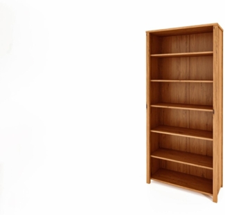 Bücherregal Tinci aus Wildeiche massiv 100x36x212 mit 6 Fächern und Holzbeinen