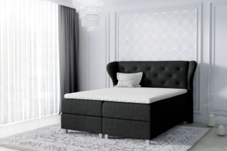 99rooms Bellagio Boxspringbett Strukturstoff 120x200 cm Schwarz