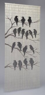 CONACORD Türvorhang Decona Birds Dekovorhang weiß, Ösen, halbtransparent, 90x200 cm, Bambus - blickdicht dank hoher Stranganzahl