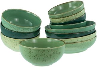 CreaTable Schale Nature Collection, Bowl Set 12-tlg, Steinzeug, (Set, 12-tlg), Handwerklicher Look, Vintage