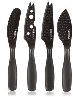 Boska Käsemesser-Set Mini Monaco+ Schwarz, Käsemesser, Käseschneider, Edelstahl, Schwarz, 16 cm, 307088