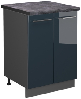 Vicco Küchenschränke Dunkelblau Hochglanz 60 cm , AP Anthrazit, Fame-Line