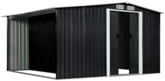 vidaXL Gerätehaus mit Schiebetüren Anthrazit 329,5×312×178 cm Stahl 144024