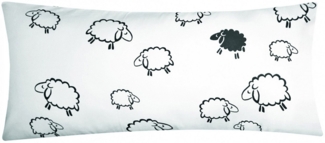 Heubergshop Kissenbezug, (1 Stück), 40x80cm – Schafe Lämmer Weiß Schwarz 100% Baumwolle (1 x 99/2 40x80)