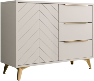 Kommode Xylix 100 1D3SZ mit Drehtür und 3 Schubladen (Farbe: Sandbeige)