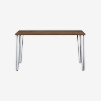 MultiDesk, 4 Stahlfüße, Dekor Nussbaum, Farbe Silber, Maße: H 740 x B 1400 x T 600 mm