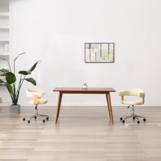 vidaXL Esszimmerstühle 2 Stk. Drehbar Creme Kunstleder 3054896