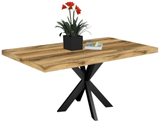 Esstisch Elgin 1 175-275x80x100 Holzwerkstoff Schwarz/Plankeneiche