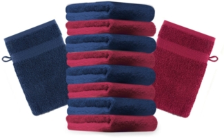 Betz Waschhandschuh 10 Stück Premium 16x21 cm Farbe dunkelrot und dunkelblau, Baumwolle (10-St)