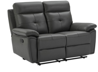 Vente-unique - Relaxsofa 2-Sitzer - Leder- Grau - VINETA