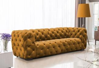 Sofa Designersofa NATALIE 3-Sitzer in Stoff Riviera Goldgelb