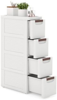 KOMFOTTEU Sideboard Nischenschrank Badschrank, mit 4 Schubladen & Rollen