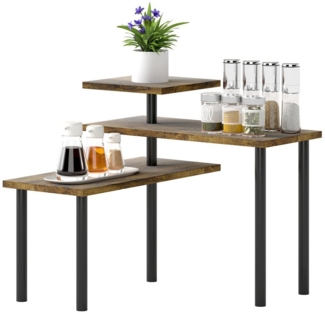 HOMCOM Küchenregal mit 3 Ebenen, drehbar Mikrowellenregal 1-tlg, für Esszimmer, Metall, 40 x 18 x 36,5 cm