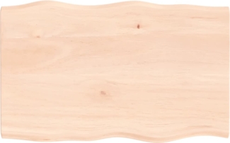 vidaXL Tischplatte 80x50x2 cm Massivholz Eiche Unbehandelt Baumkante 363875