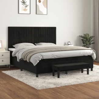 vidaXL Boxspringbett mit Matratze Schwarz 180x200 cm Samt 3137979