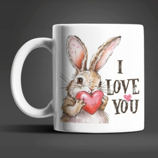 WS-Trend Tasse Hase Bunny I Love You Valentinstag Kaffeetasse Geschenkidee, Keramik