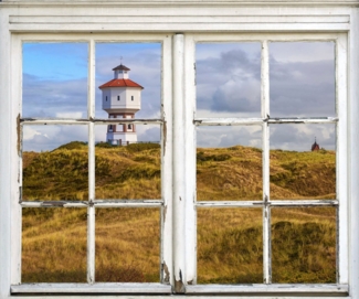 queence Wandsticker Leuchtturm, Wandsticker, Wandbild, selbstklebend, Leuchtturm, 3D, Fenster