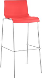 CLP Barhocker Hover Kunststoff 4-Fuß Gestell, mit Rückenlehne & Fußstütze,rot chrom
