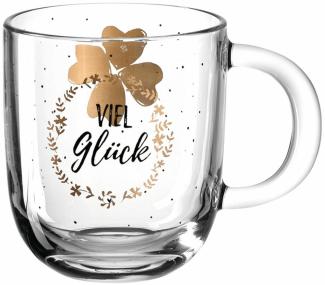 Leonardo Tasse EMOZIONE Viel Glück, Kaffeetasse, Becher, Henkelglas, Glas, Mehrfarbig, 300 ml, 046452