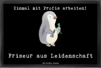 Mr. & Mrs. Panda Fußmatte Friseur Leidenschaft 40x60 cm - Schwarz - Geschenk, Frisörbesuch, C, Höhe: 40 mm, Eingangsfreude