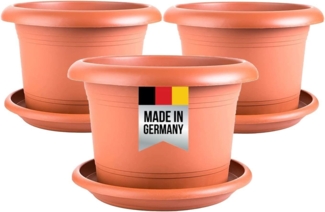 Centi Blumentopf Pflanzkübel, Blumentopf Gross, Pflanzentopf mit Löcher (Spar Set, 3 St, 50 cm), inkl. Untersetzer Pflanztöpfe, Pflanzentopf, Pflanztopf Terracotta