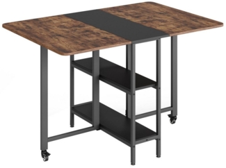 Mondeer Esstisch Klappbarer (1 Tisch), Gestell aus Metall, mit Zwei offene Ablagefächer, Breite 120cm