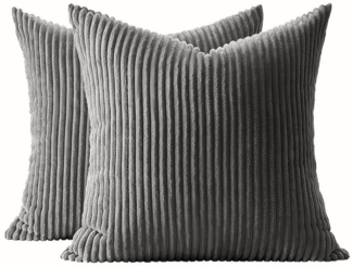 Topfinel Kissenbezug gestreiftes Muster,2er Set Kissenhülle Dekokissen Kissenbezug, Kordsamt 35x35 Sofakissen Couchkissen Zierkissenbezug Dekokissen