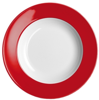 Teller tief 23 cm Fahne Solid Color Signalrot Dibbern Suppenteller, Handpflege