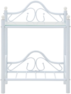 vidaXL Nachttisch Stahl und Hartglas 45x30,5x60 cm Weiß 246728