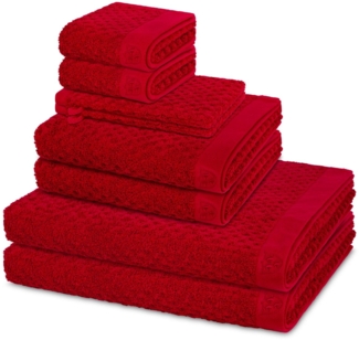 Ross Harmony 8 tlg. Frottier-Set - 2 X Handtuch (50 X 100cm), 2 X Duschtuch (70 X 140cm), 2 X Gästetuch (30 X 50cm), 2 X Waschhandschuh (16 X 22cm) - 520 - Kirsche