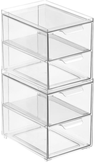 Aufbewahrungsbox mit Schublade 2er Set Schuhbox stapelbar mDesign transparent