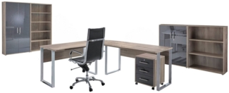 BMG Möbel Büromöbel-Set Office Edition Set 1, (Büro Sparset, 6-tlg), Schränke abschließbar, Regale mit verstellbaren Einlegeböden