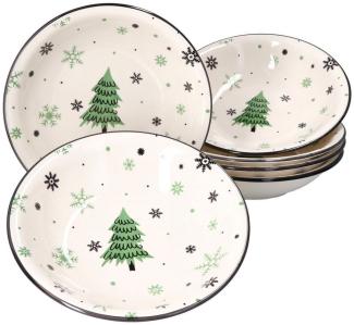 6er Set Weihnachtsbaum Suppenteller 450ml Pastateller Bowl Weihnachten Schale