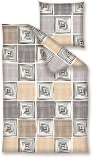 Traumschloss Renforcé Bettwäsche - beige grau kariert 155x220 / 80x80