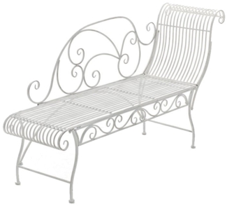 Gartenbank SIZON - Metall Antik weiß 156 x 46 x 78 cm | Gartenliege Metall Sonnenliege Antik Vintage Gartenstuhl Lang 1 Sitzer