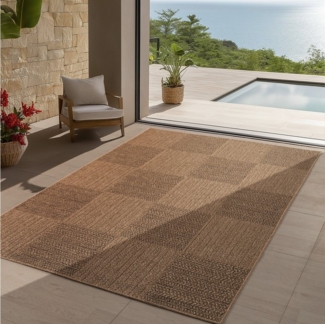 Teppium Teppich Natürlicher Jute-Optik Outdoor-Stil, Rechteckig, Höhe: 5 mm, Indoor Outdoor Teppich Wetterfest 3D Optik Wohnzimmer Küchen Terrasse