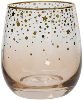 Decoris season decorations Glas, Glas, Trinkglas 9,5cm Glas mit Sternen Apricot / Gold