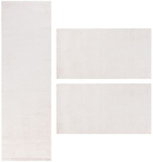 Teppium Teppich Skandinavisches Boho Muster, Rechteckig, Höhe: 12 mm, Schlafzimmer Teppich Bettumrandung Läufer Set 3 teilig Creme-3