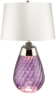 Elstead Lighting Lena Tischleuchte Small 2-Light Pflaume Nickel Stoffschirm Kaltweiß 61cm