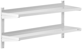Royal Catering Hängeregal 80 x 40 cm Wandbord Doppel Wandregal Edelstahl Regal 2 Ablagen