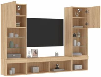 vidaXL 5-tlg. Wohnwand mit LED-Beleuchtung Sonoma-Eiche Holzwerkstoff 3216692